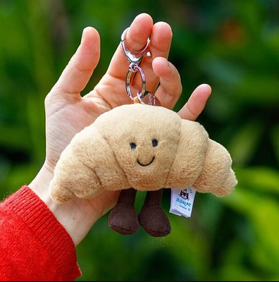 New Jellycat Amuseables Croissant Bag Charm Plush Keychain - with