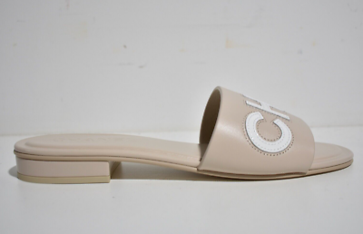 Chanel 23P Ivory White Leather CC Logo Letter Mules Slide Slip