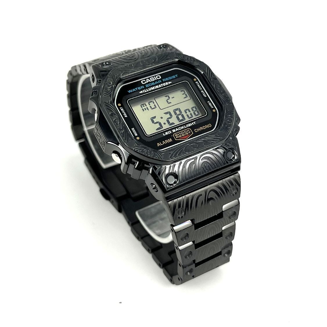 Custom Metal Modded DW5600 Mod Black Shock Resist Steel Pattern