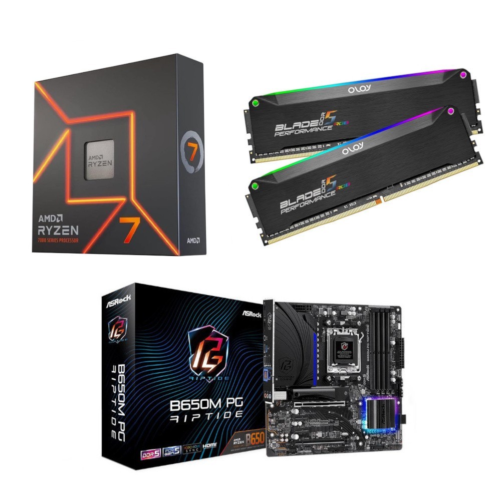 AMD Ryzen 7 7700X + ASRock PG RIPTIDE B650M mATX Motherboard +