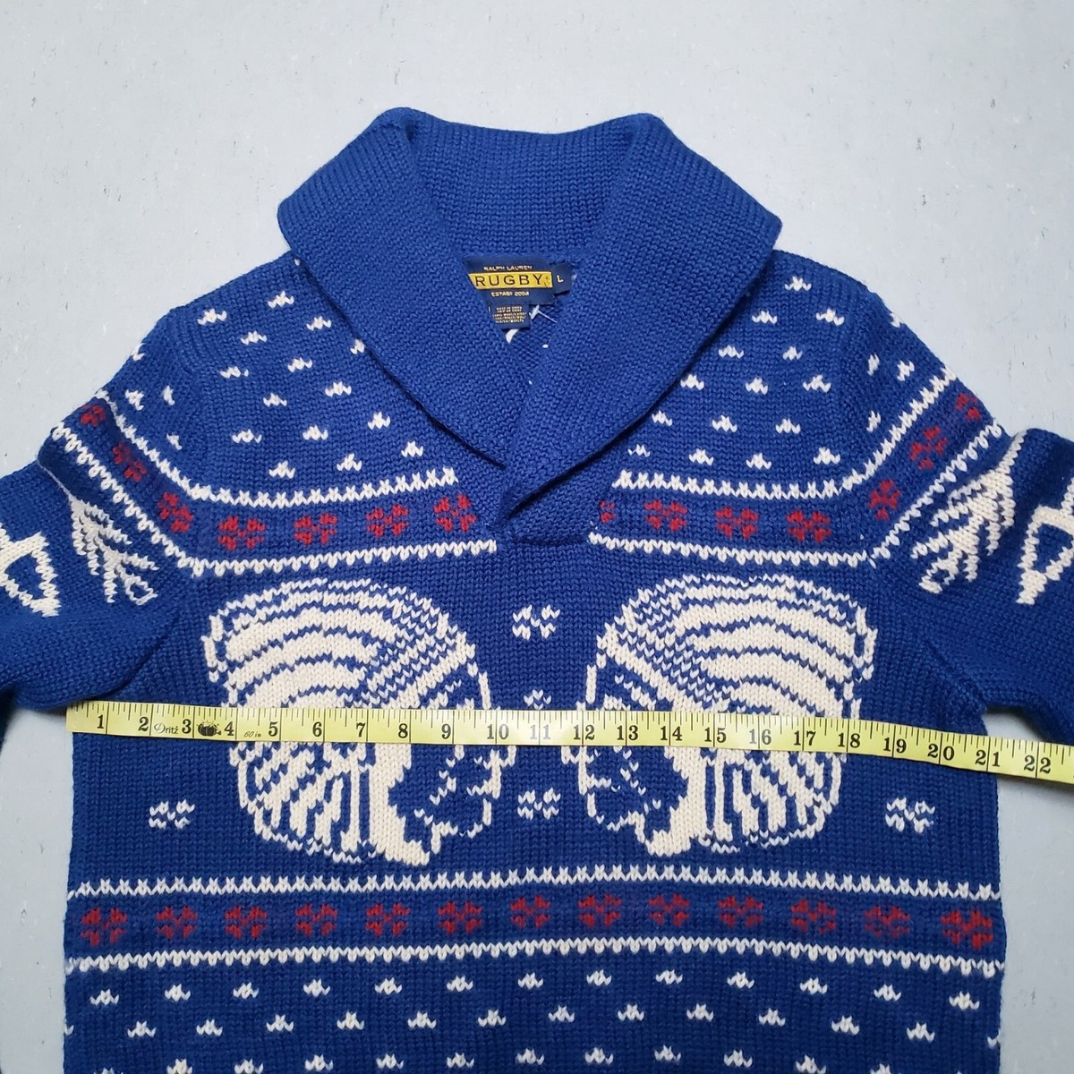 RUGBY Ralph Lauren Mens 100% Wool Indian Chief Shawl Collar