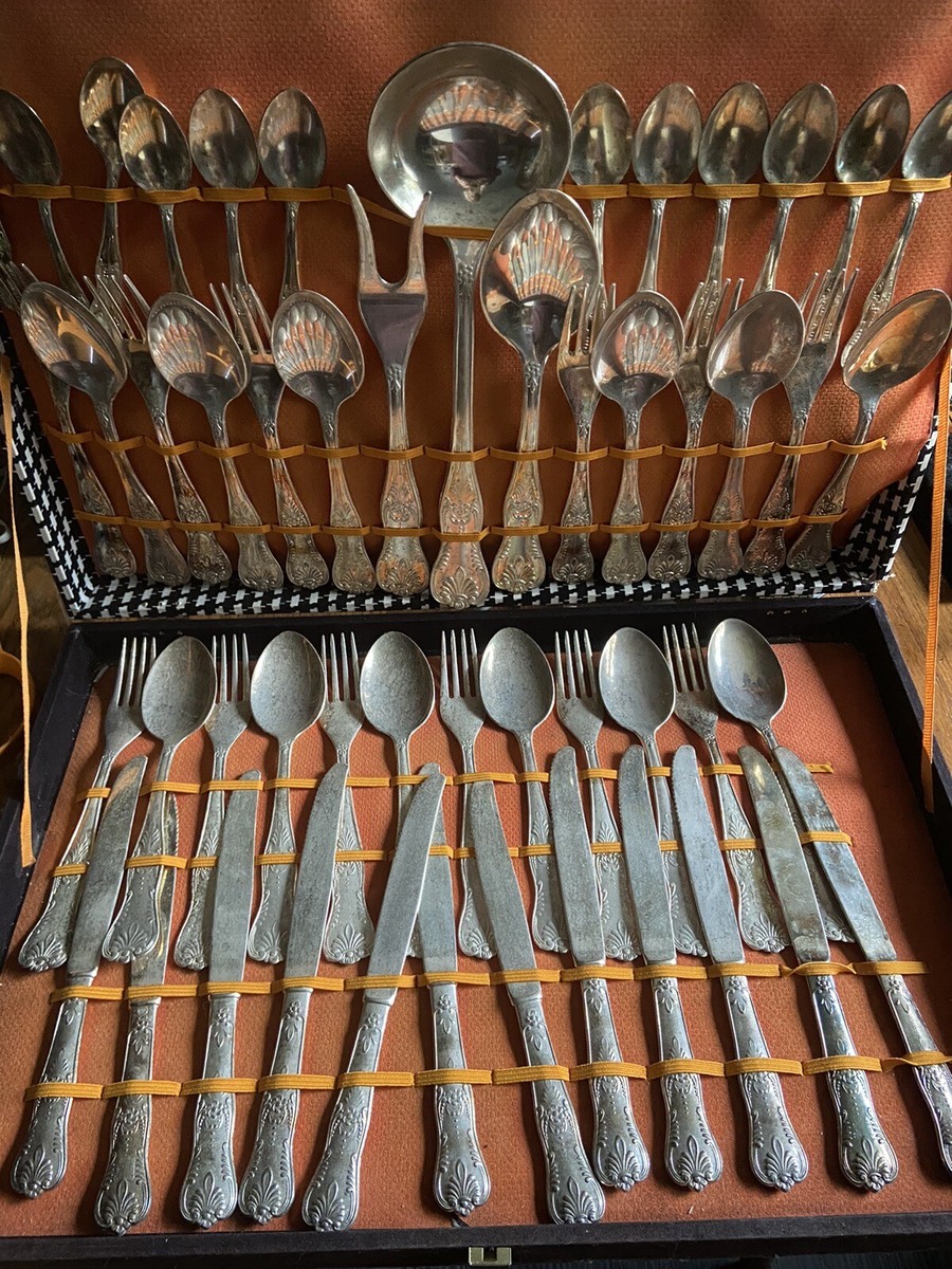 Vintage LBL Italy plated A800 EP Zing 51 piece flatware set w/case