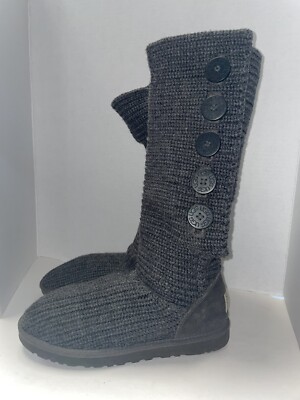 UGG Australia 1878 Womens Gray Size 9 Tall Crochet Boots Gb | eBay