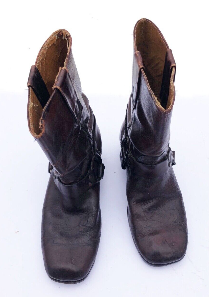 70s Frye Genuine Vintage Harness Motorcycle Boot Brown Patina