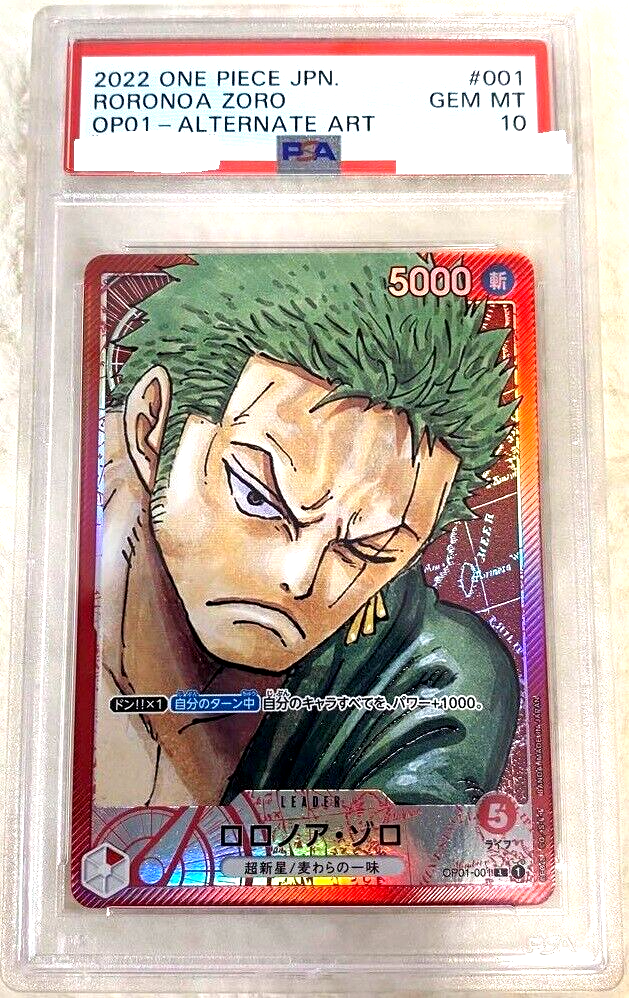 PSA 10 One Piece Card Game Zoro OP01-001 L Parallel Japanese DHL