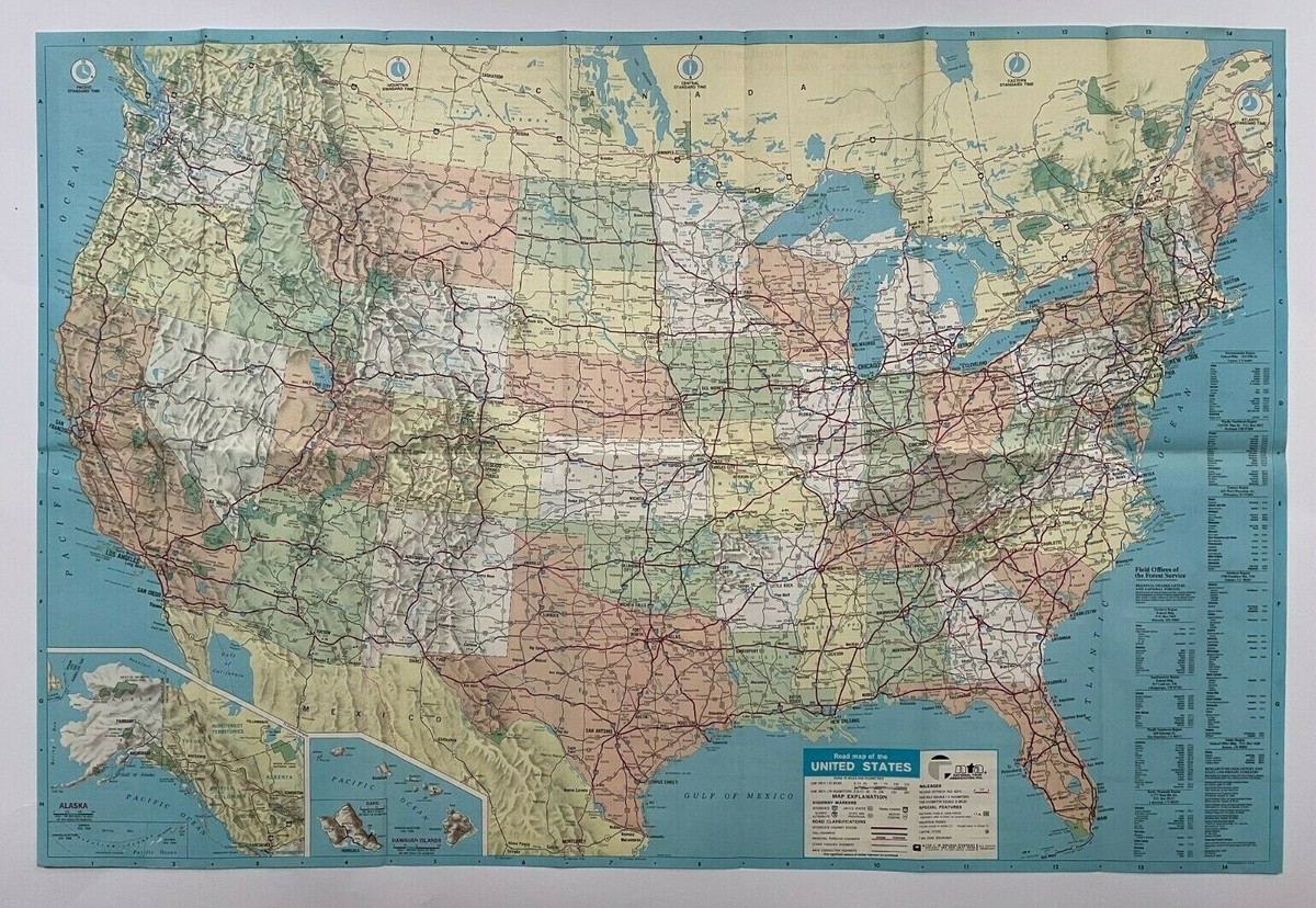 UNITED STATES c. 1960 LARGE TOURISTIC LITHOGRAPHED ROAD MAP | eBay
