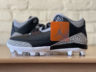 Nike Air Jordan 3 Retro MCS Black Cement Baseball Cleats FZ8627