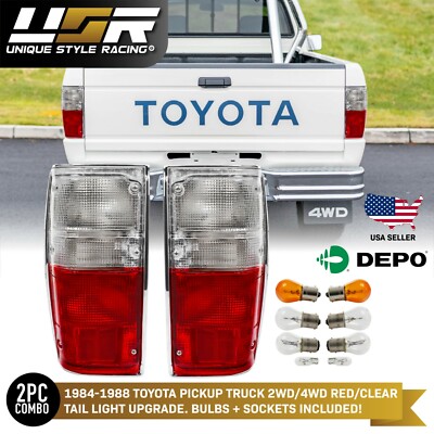 DEPO Red & Clear Tail Lights Fit For 1984-1988 Toyota Pickup Truck