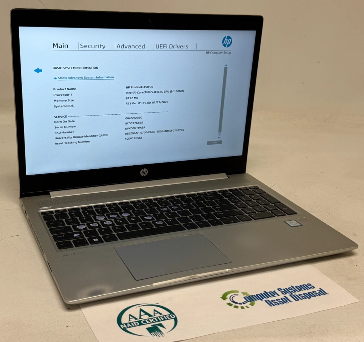 HP ProBook Intel Core i5 8th Gen. 8 GB RAM PC Laptops & Netbooks