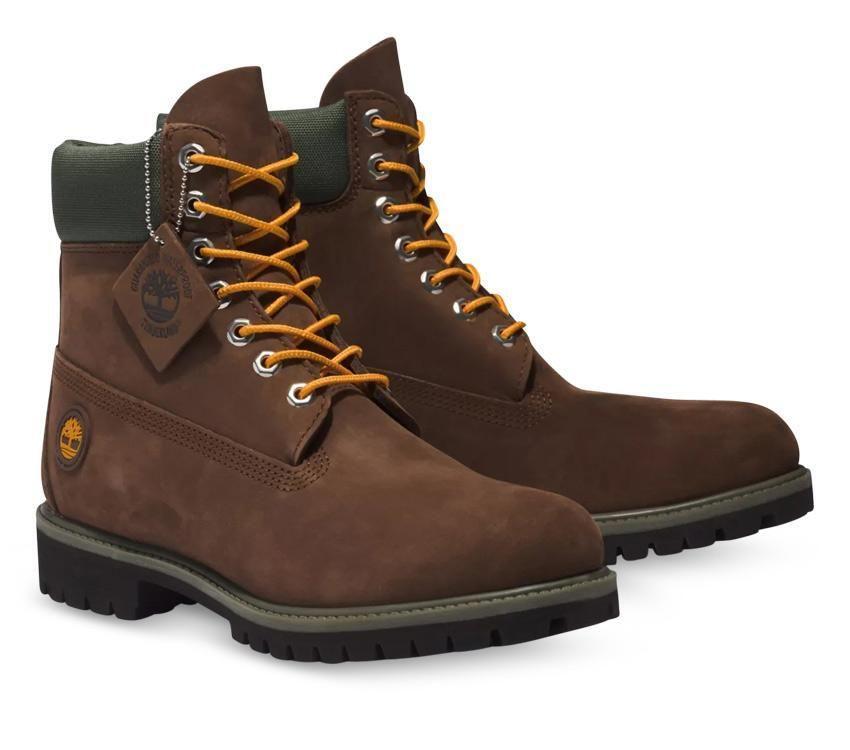 TIMBERLAND MEN'S PREMIUM 6-INCH WATERPROOF BOOTS DARK BROWN NUBUCK
