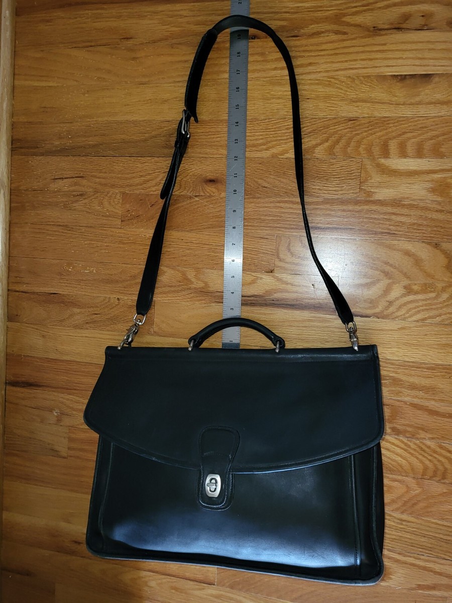 Vintage Coach 5266 Beekman Black Leather Messenger Bag Attaché