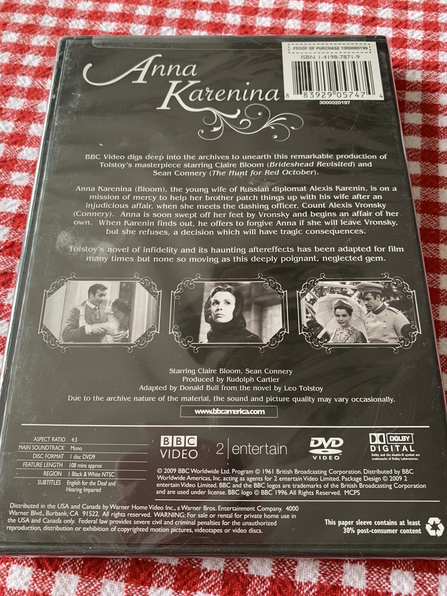 Anna Karenina, 1961 Film (DVD, 2009) Sean Connery Claire Bloom NEW