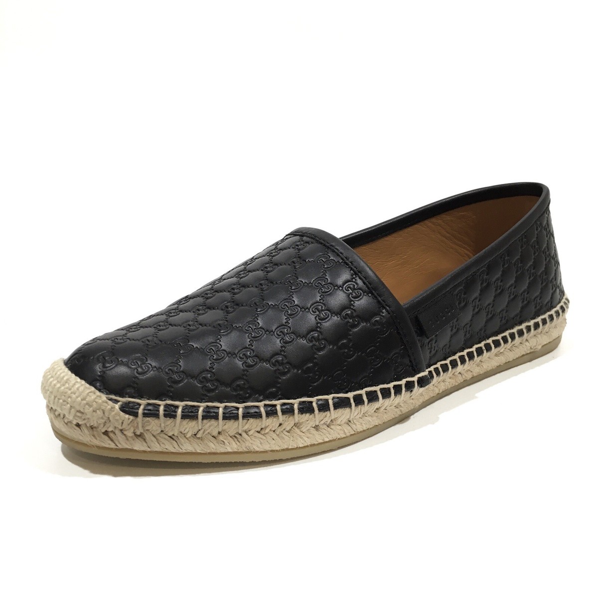 GUCCI 567106 MICROGUCCISSIMA LEATHER ESPADRILLES -BLACK -WOMEN'S
