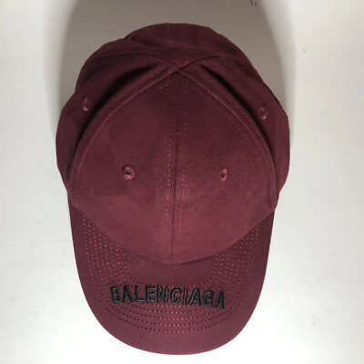 Balenciaga Logo Visor Cap Burgundy Size Large | eBay