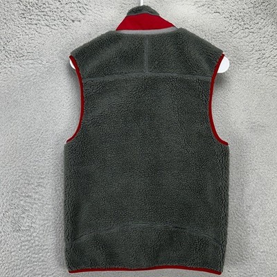 Patagonia Classic Retro-X Fleece Vest Mens XS Gray Red Full Zip