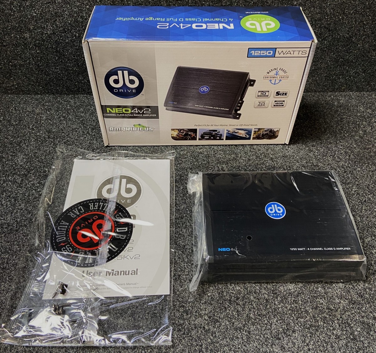 DB DRIVE NEO4v2 4 CHANNEL CLASS D FULL RANGE MARINE, CAR, HARLEY