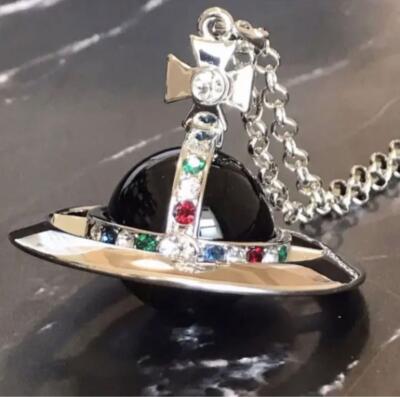 Vivienne Westwood Necklace Medium Orb Silver x Black Multi Top 6.5