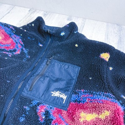 Stussy Cosmos Reversible Sherpa Fleece Jacket Size Large | FULLY