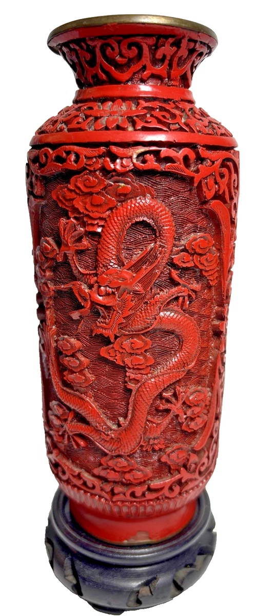 红色中国古董花瓶| eBay