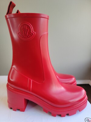 Moncler Women's Loftgrip Red Chunky Rain Boots Size 37 EU 7 US | eBay