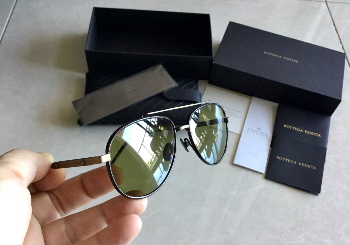 $675 Authentic Bottega Veneta Titanium Japan Havana Aviator Pilot