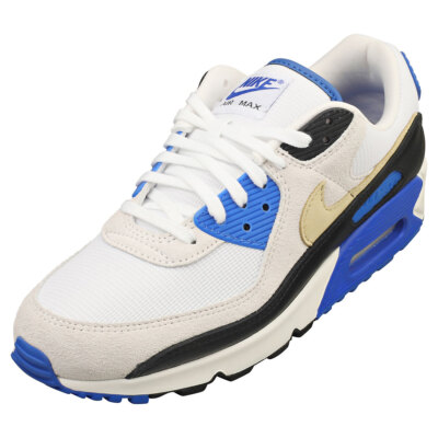 Nike Air Max 90 Premium Mens Fashion Sneakers in White Blue - 8 US