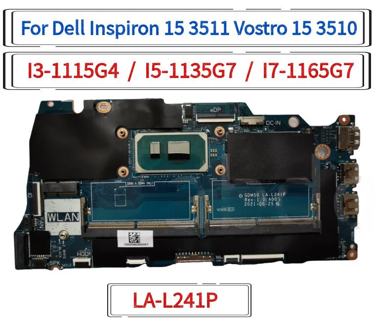 For Dell Inspiron 15 3511 Vostro 15 3510 Laptop Motherboard i3/i5