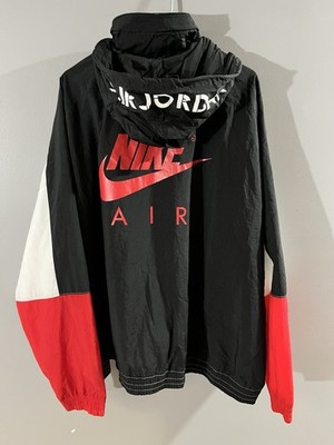 Nike Air Jordan Legacy Flight White Black Red Nylon Jacket Zip Up