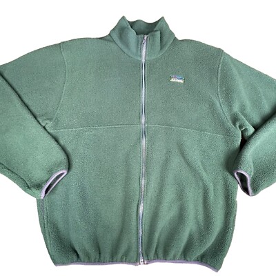 Vintage Mens LL Bean Pile Fleece Full Zip Green Jacket USA Made