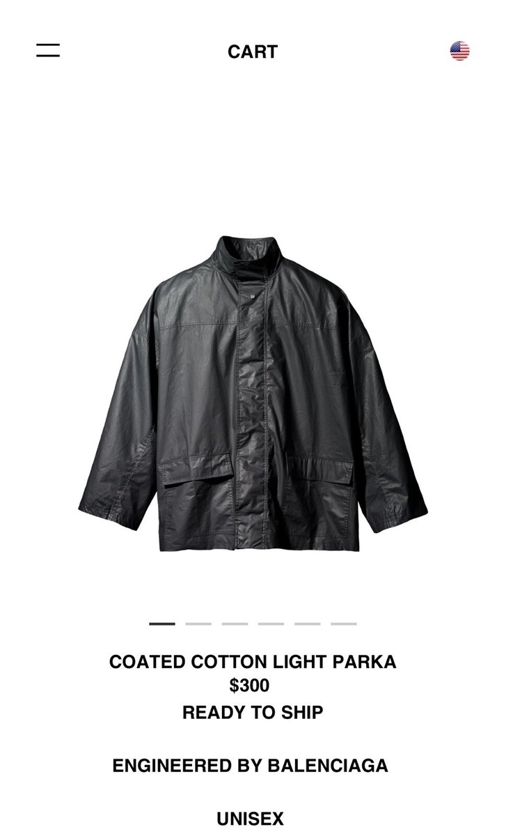 Yeezy Gap Coated Cotton Light Parka Size L Balenciaga | eBay