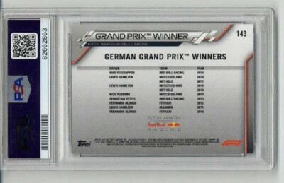 2020 TOPPS CHROME F1 #143 MAX VERSTAPPEN ROOKIE RC CARD PSA 10 LOW