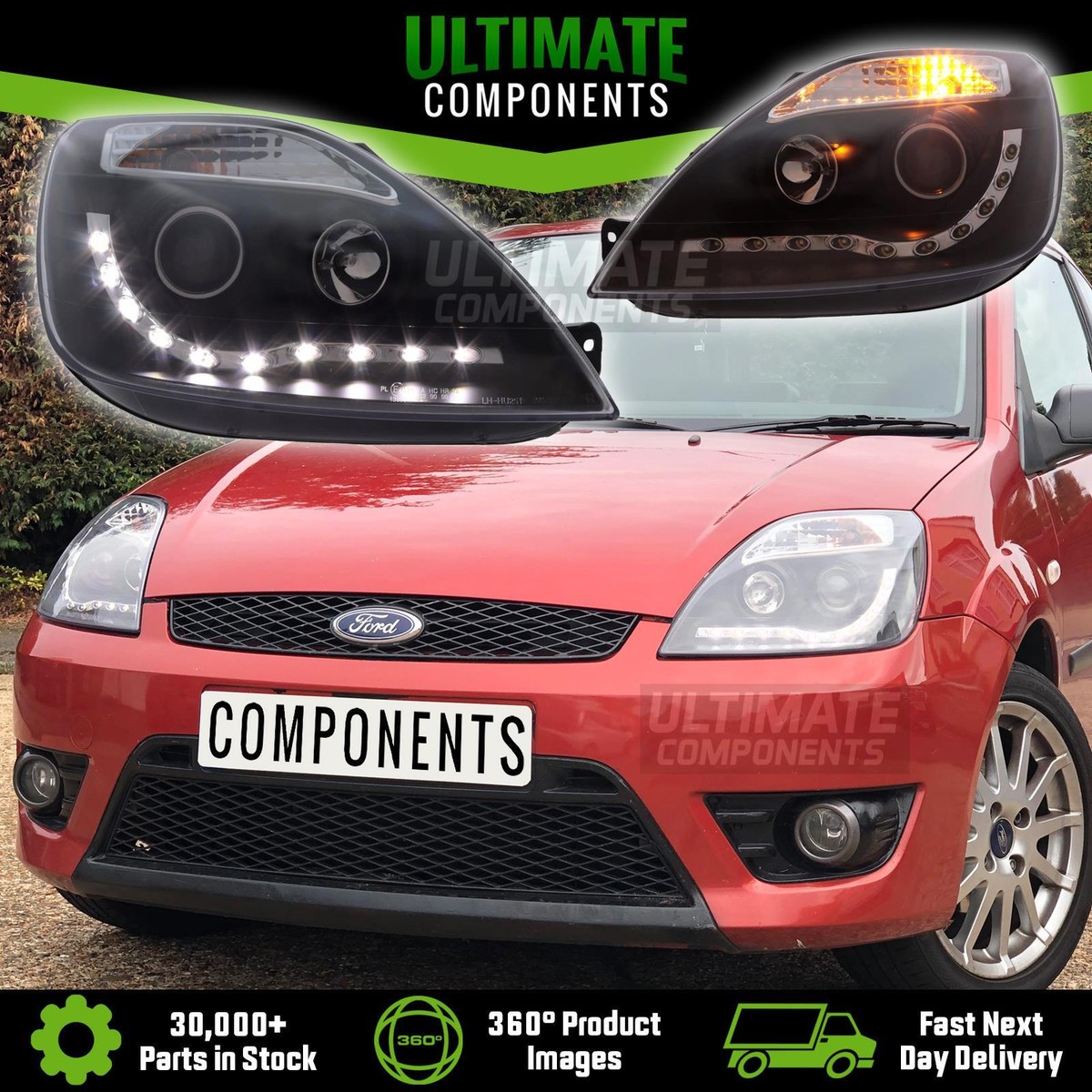 Ford Fiesta Mk6 2002-2008 ST150 Projector LED DRL R8 Devil Eye