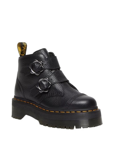 Womens Dr Martens Molly Size 7 Black Leather Chunky Platform Boots