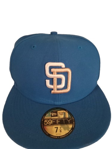 New Era 59Fifty San Diego Padres Fitted Hat Size 7 5/8 Sky UV 25th