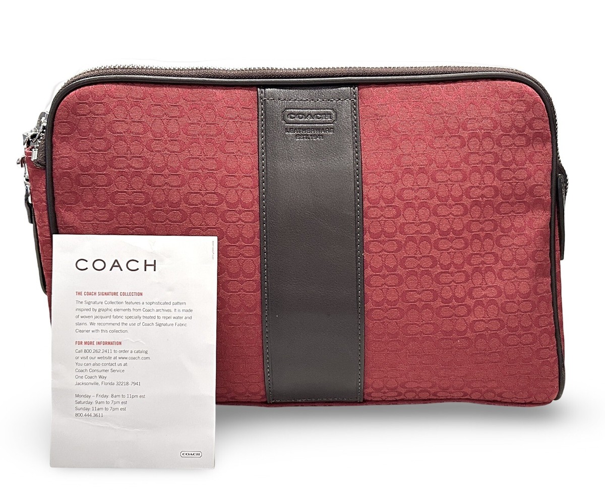 Coach Mini Signature Cosmetic Large Zip Travel Bag Red/Brown