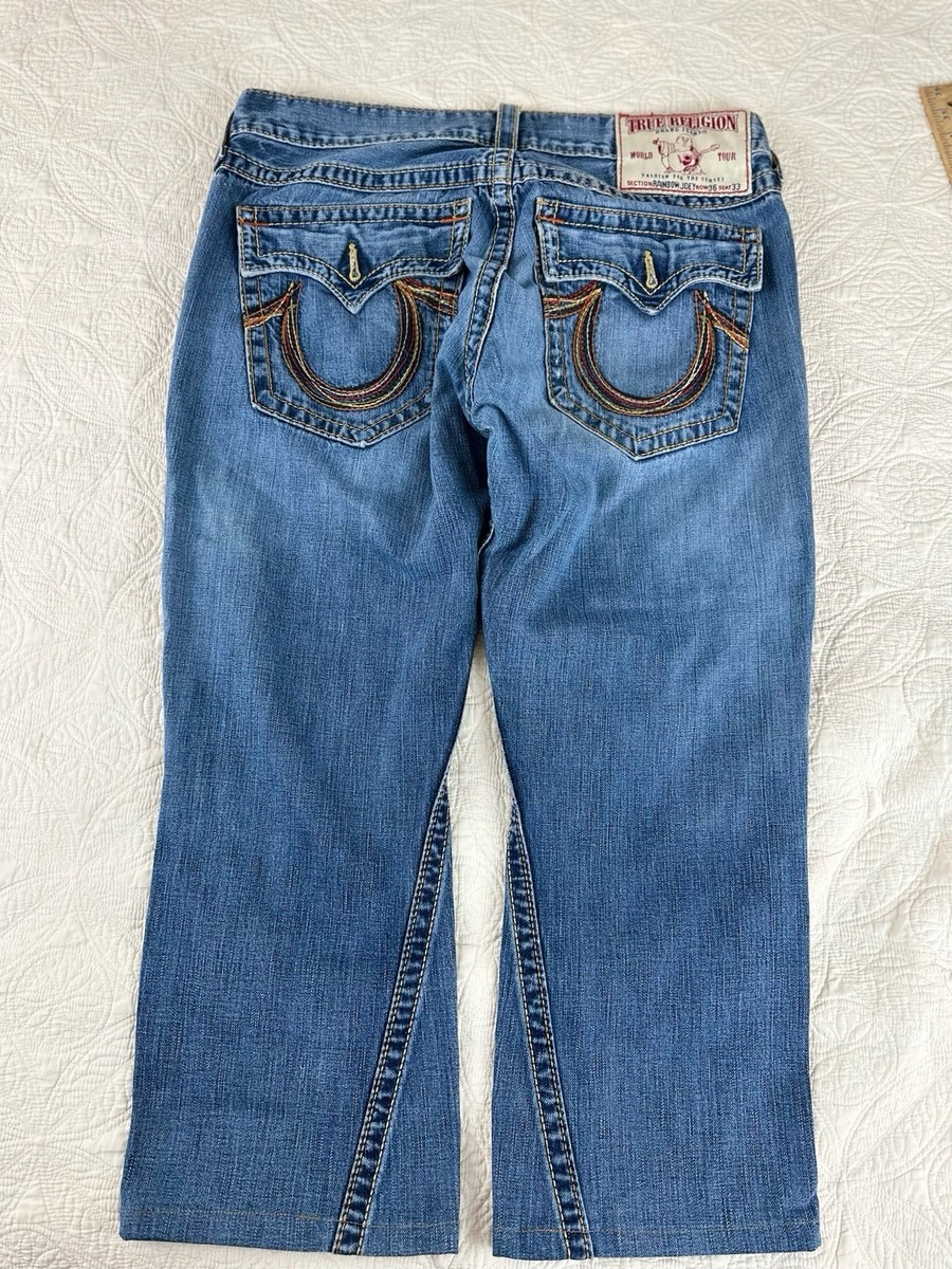 True Religion Rainbow Joey Jeans Mens 36x25 Made In USA Y2K Flap