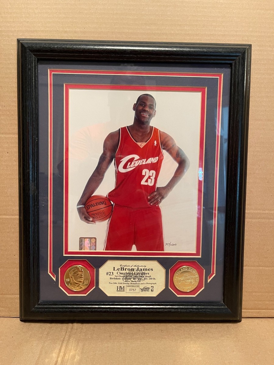 LeBron James Rookie Highland Mint Framed Photo w/ (2) 24kt Plated