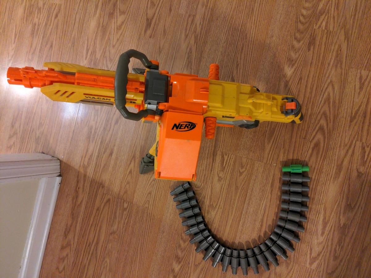 Nerf Vulcan EBF25 Blaster Nerf Gun W/ Ammo Belt, Ammo Box, tripod