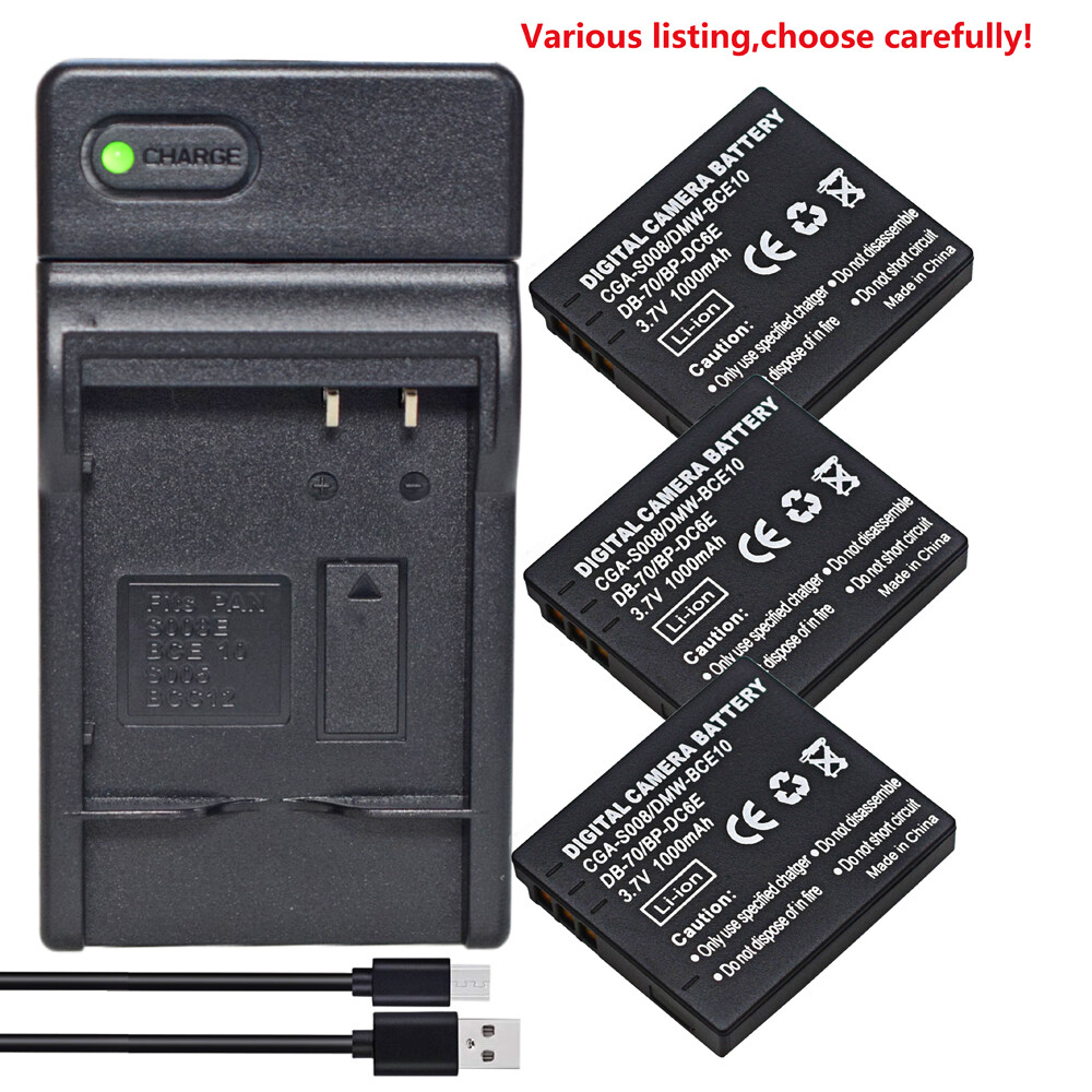 Battery or Charger for Panasonic Lumix DMC-FS3 DMC-FS3A DMC-FS3EG