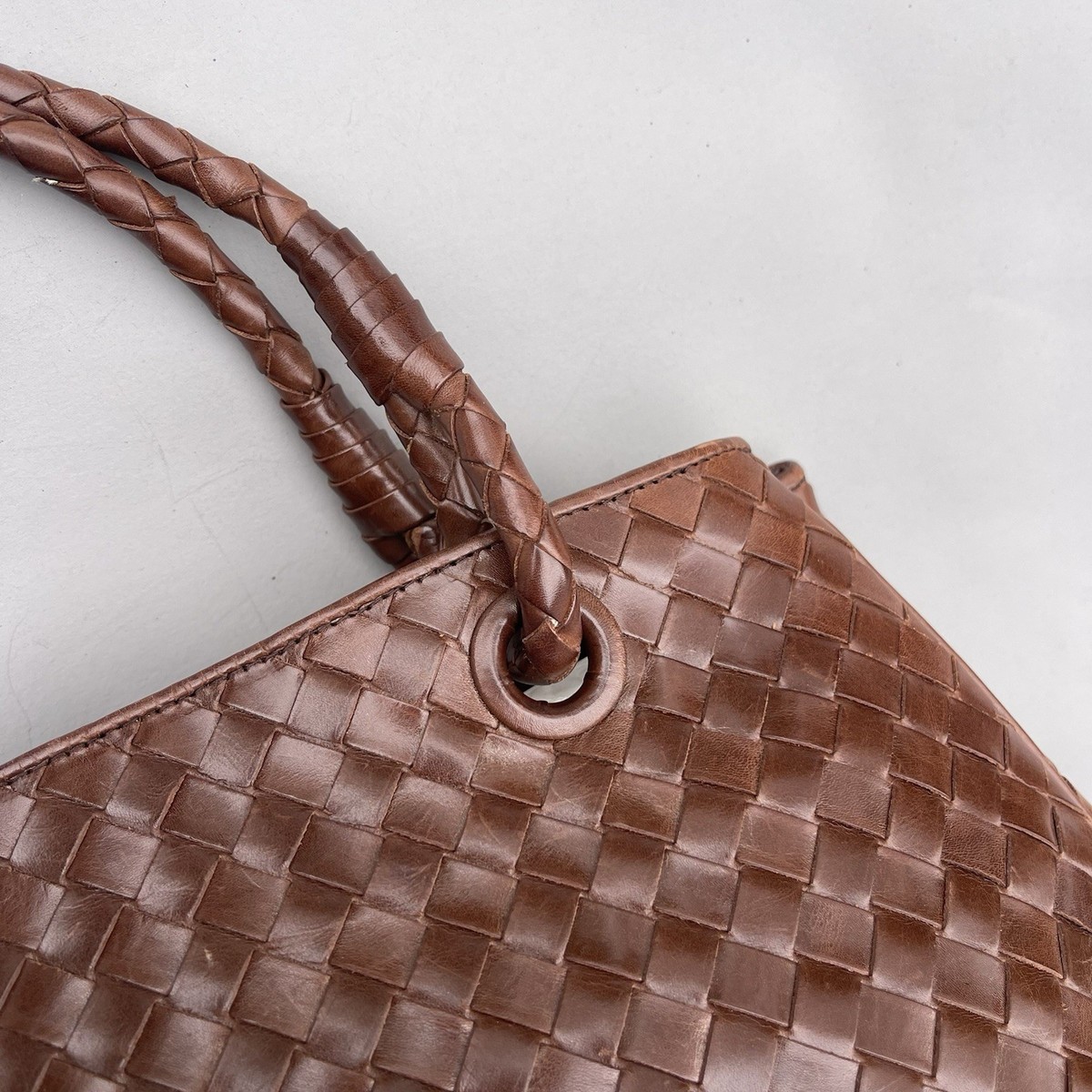 Bottega Veneta intrecciato Brown Leather Woven Top Handle Bag | eBay
