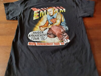 EMINEM Anger Management Tour 2002 Men's Black Shirt Large Vintage
