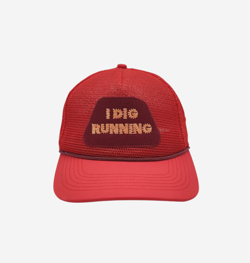 Alex Zono I Dig Running Red Mesh Trucker Hat, Red (100% Authentic
