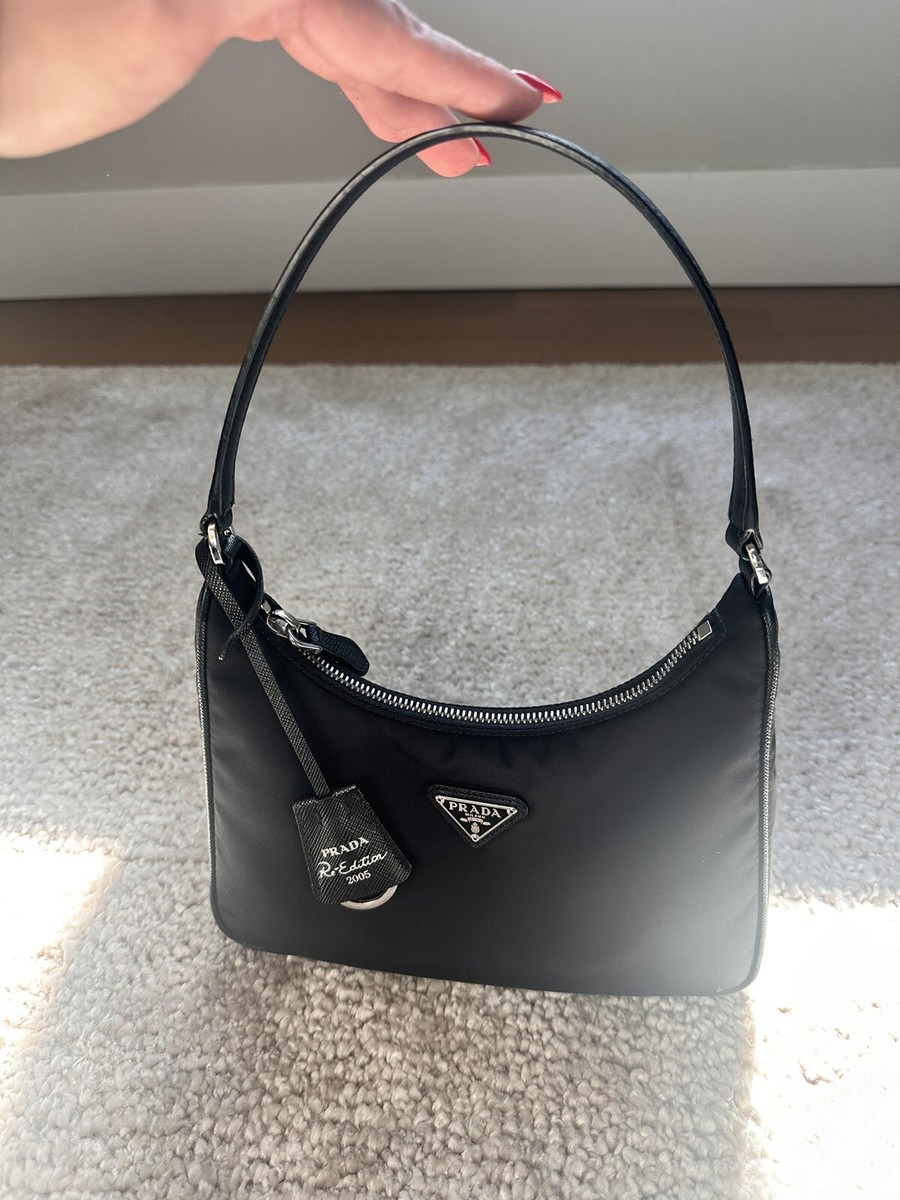 Prada Re-Edition 2005 Hobo with Saffiano Leather Handle Mini Black