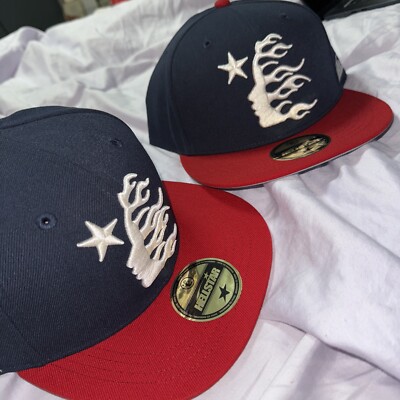 BRAND NEW HELLSTAR BASEBALL HAT FITTED BLUE/WHITE NAVY/RED 7 1/8