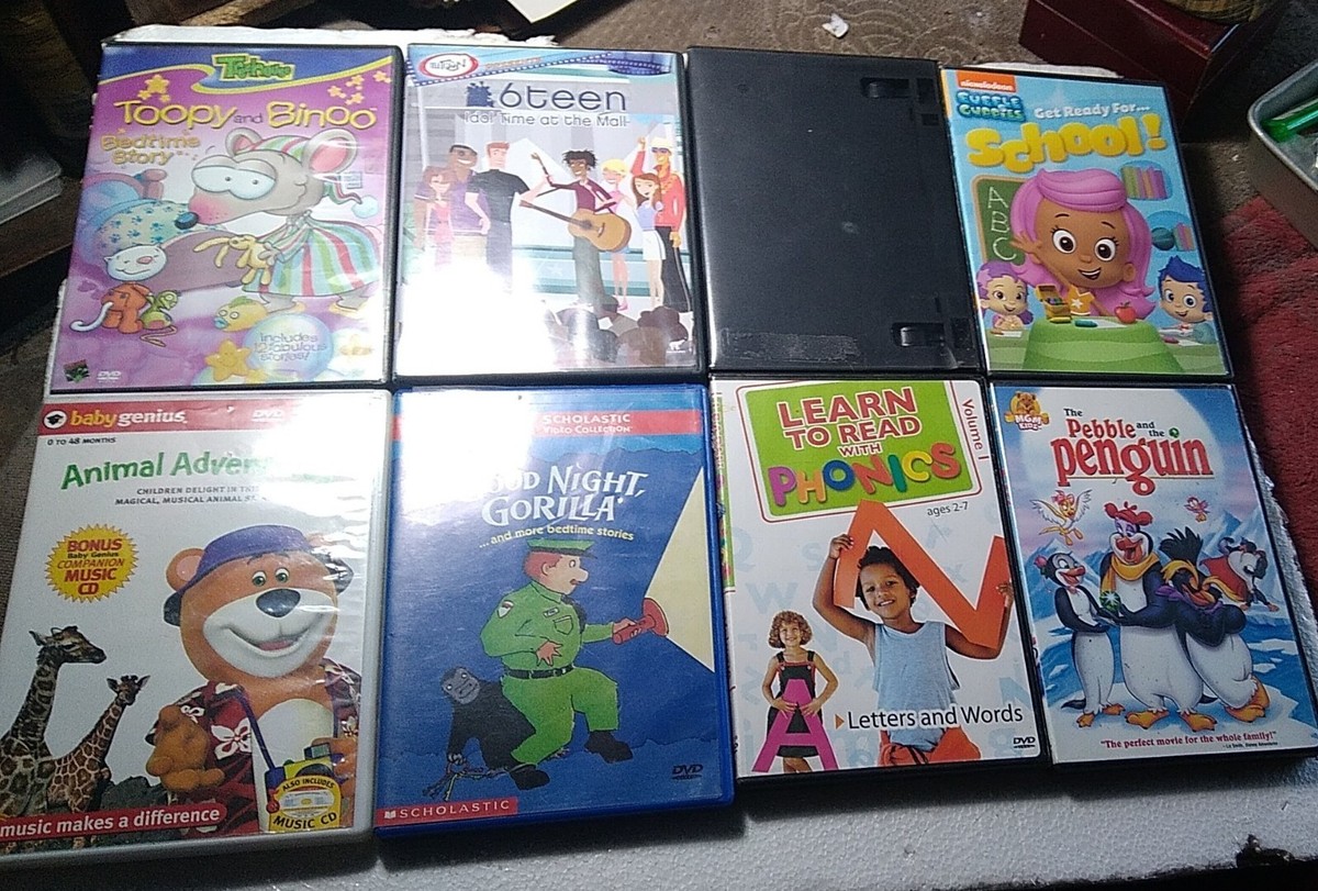 Lot of 8 Kids DVDs 6Teen, Goodnight Gorrilla, Robots, Bubble