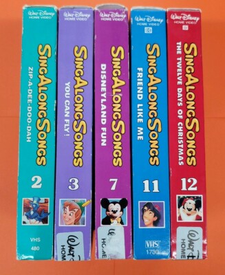 Disney Sing Along Songs 5 VHS lot 2 Zip 3 fly 7 fun 11 friend 12