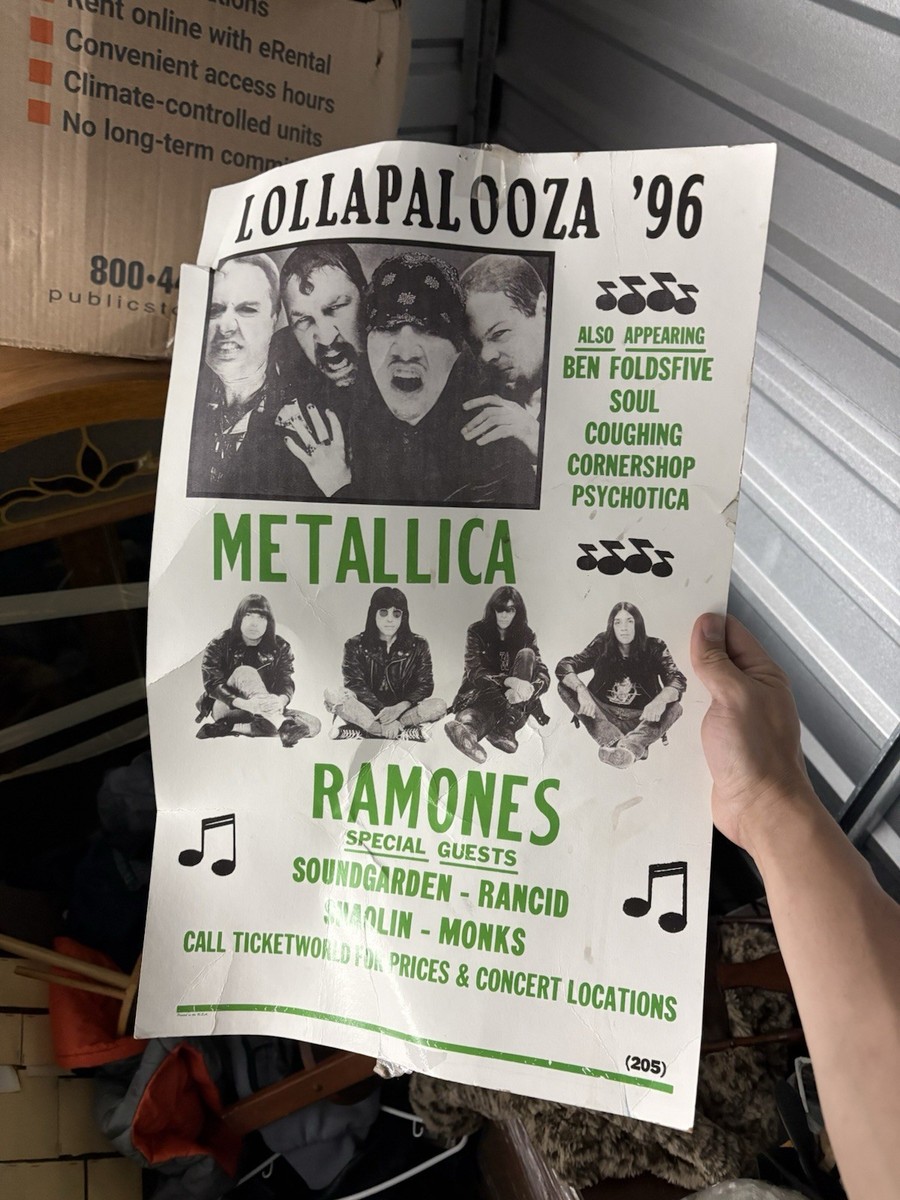 Original Vintage 1996 Lollapalooza Poster Metallica Ramones