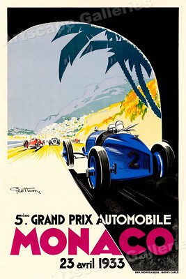 Monaco 1933 Grand Prix Automobile Road Racing Poster - 24x36 | eBay