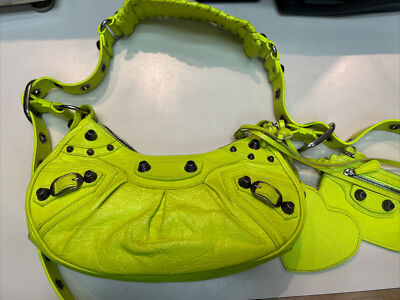Balenciaga Le Cagole XS Neon Yellow Leather Shoulder Bag | eBay