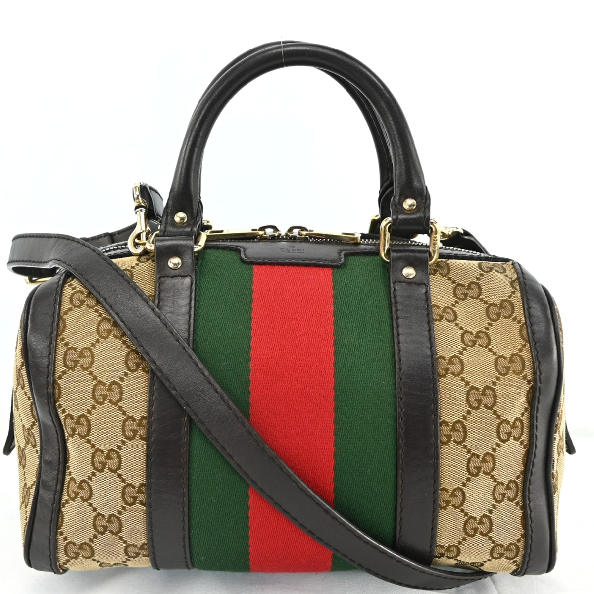 GUCCI GG Canvas Sherry Line Hand Bag 2way Brown Beige 269876